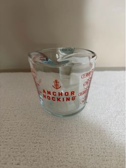 Anchor Hocking 2 Cup Glass Measuring Cup  Red Lettering