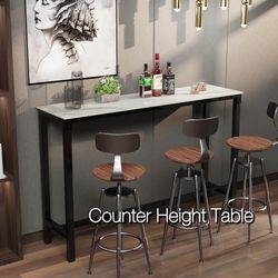 🔥 Modern Counter Height Bar Table – Sintered Stone Top – 47” – NEW 🔥 Narrow Dining Table High Top Pub Table 