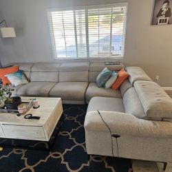 Sectional Recliner Sofa With Phone Charger Outlet