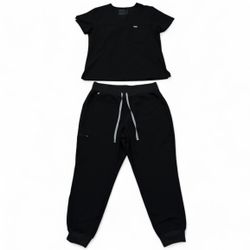 Figs black Women’s Zamora Joggers & Catarina Top scrub set 