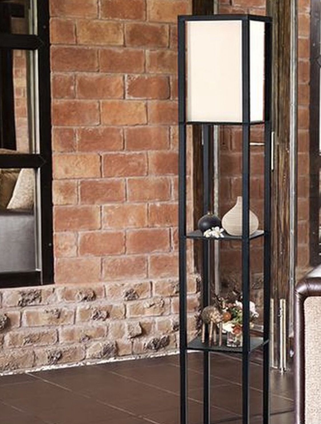 Floor Lamp Shelf Organizer Linen Shade