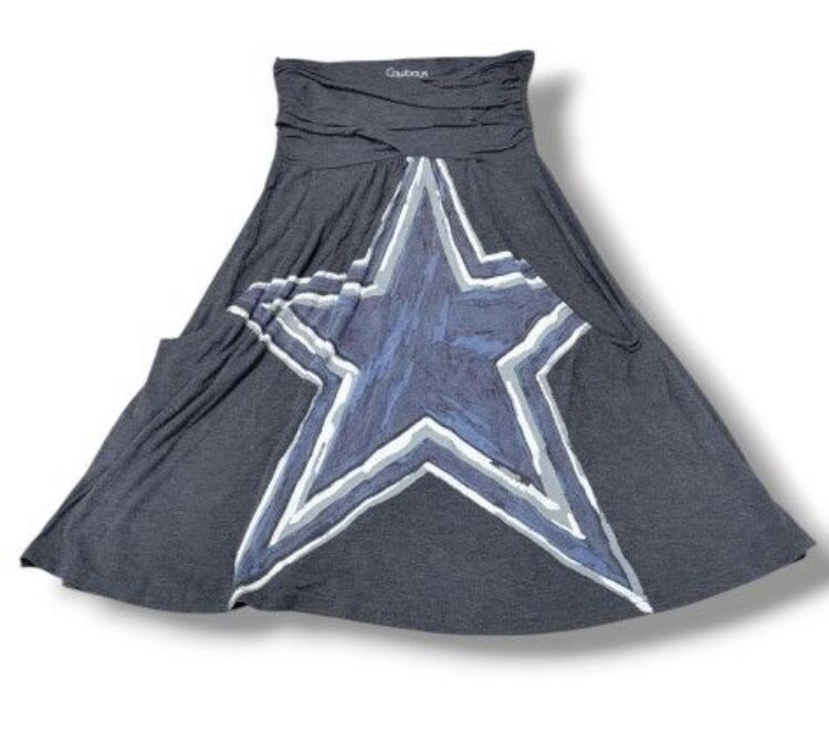 Dallas Cowboys Skirt Size Large 27" Waist By Cowboys Her Style A-Line Skirt Graphic Print Star Women's Skirt Measurements In Description