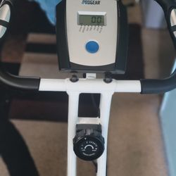 ProGear 225 Folding Magnetic Upright Exercise Bike with Heart Pulse, White