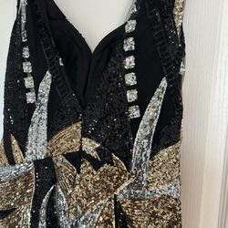 Black Gold Silver Sequin Dress 