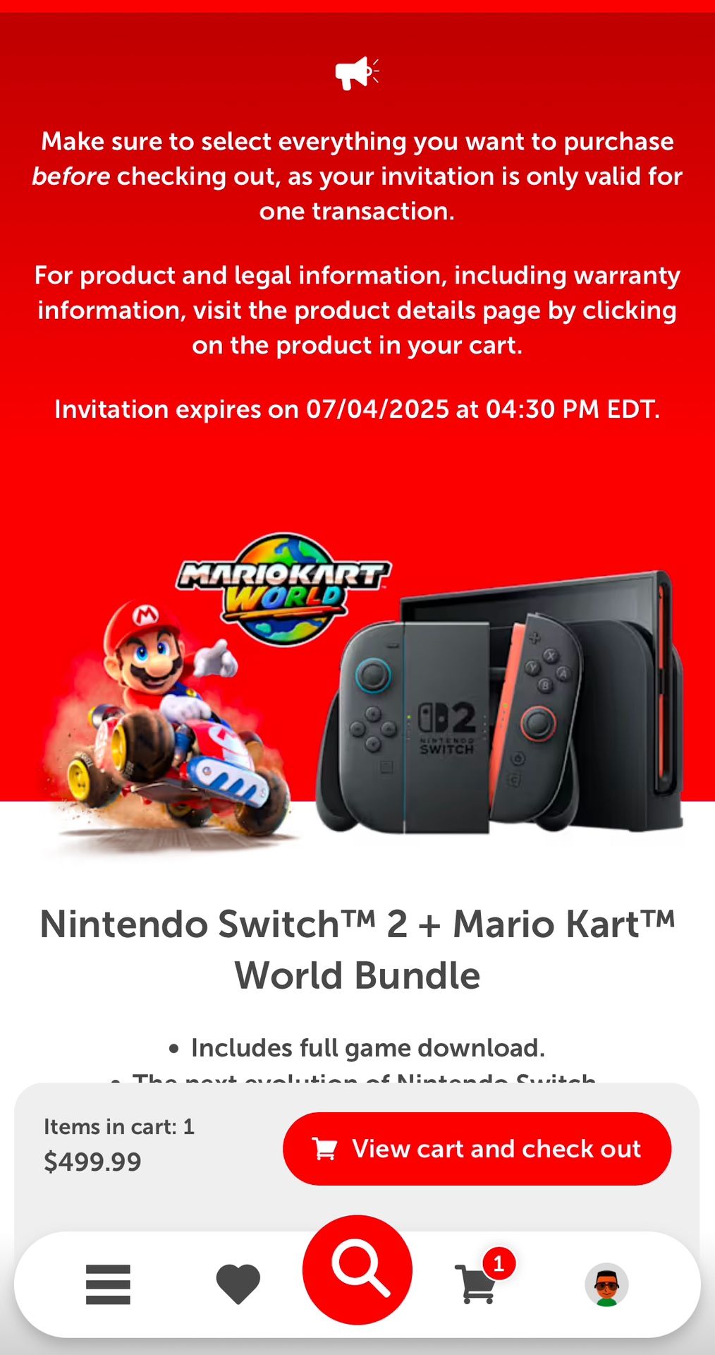 Nintendo switch 2 From MyNintendo store
