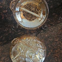 Vintage Amber Carnival Glass Relish Dishes Set of 2