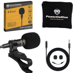 Professional Grade Lavalier Clip On Microphone - Lav Mic for Camera Phone iPhone GoPro Video Recording ASMR - Small Noise Cancelling 3.5mm Tiny Shirt 