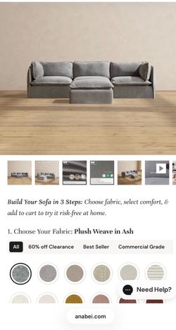 Anabei Modular Sectional Sofa in Gray Plush Weave