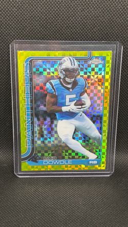 2025 Topps Chrome Football Rico Dowdle #43 Lime Green X-Factor