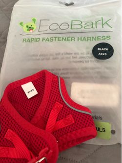 EcoBark Harness  red XXS Rapid Fastener Super Comfort, Adjustable, Double Pad