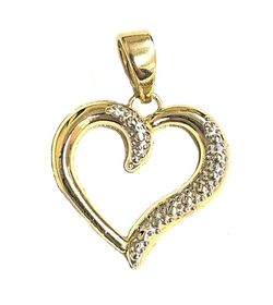 Beautiful heart pendant 14K REAL YELLOW & WHITE GOLD.