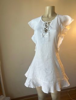 New Tavik White Lace-up Cute Dress
