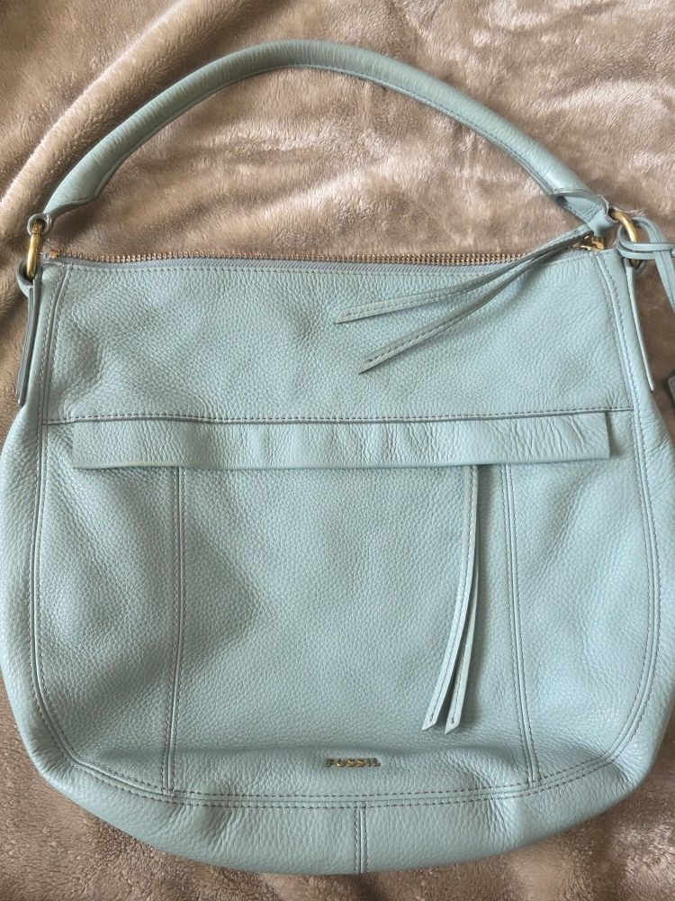 Fossil Light Sage Shoulder Bag w/ Short Straps Only, Modern/Hobo/Satchel Purse