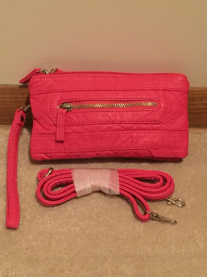Brand New Hot Pink Soft Faux Leather “3 in 1” Wristlet/Shoulder/Cross Body
