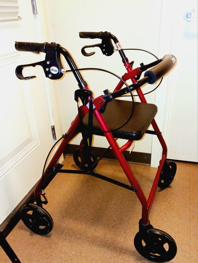Medline 300 Lb Capacity Burgundy Walker Great Condition Professionally Assembled Works Nicely Plus Good Brakes