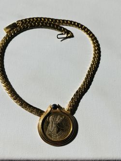 Vintage 22KT Gold Plated RARE 1987 AUTHENTIC SIGNED FRANKLIN MINT CLEOPATRA NECKLACE