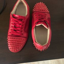 Christian Louboutin Sneakers Louis Junior Spikes Red On Red