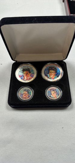 Vintage Elvis Presley 25th Anniversary Colorized 4-Coin Quarter Set Cased