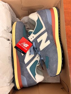 New Balance 574 Lifestyle Sneakers Suede Navy/Teal Mens Size 8 Womens Size 9.5 Brand New in Box