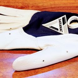 Saranac USA White Blue Leather Softball Batting Glove Right Hand Size Medium