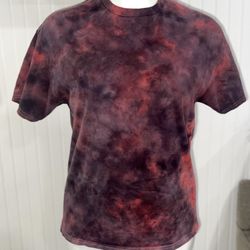 Handmade Watercolor Black And Red Tie Dye Shirt- Size XL Unisex