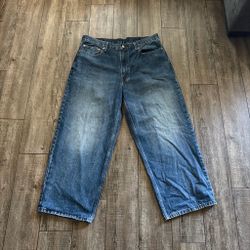 Navy blue baggy levi jeans