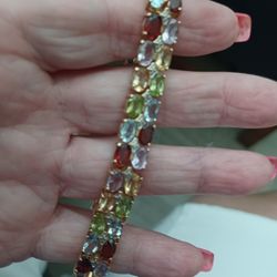 14k Gold Over Sterling Gemstone Bracelet