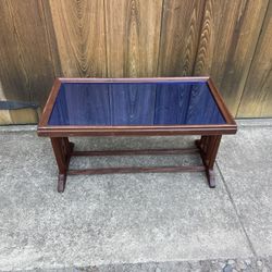 Vintage Coffee Table.  Blue Glass