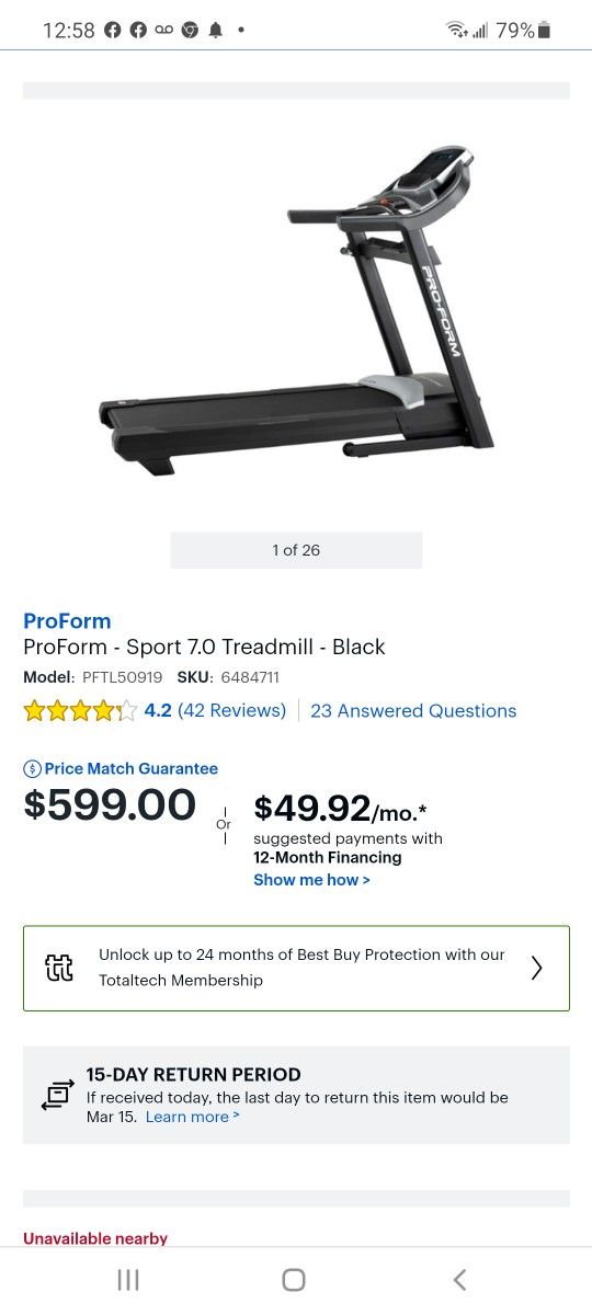 ProForm Sport Treadmill $360