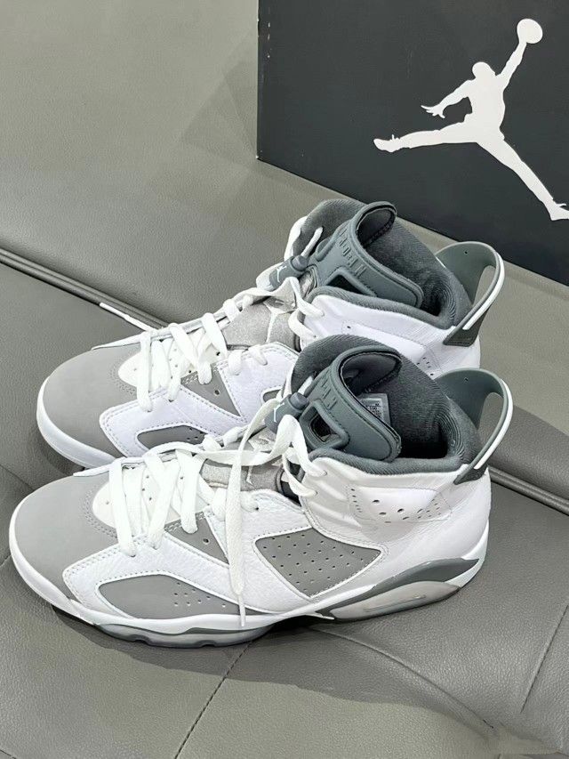 Jordan Air Jordan 6 “Cool Grey” Cool Grey Trendy High Top Retro Basketball Shoes Men's Gray and White