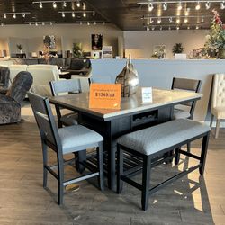Black/Grey 6pc Counter Height Dining Room Set