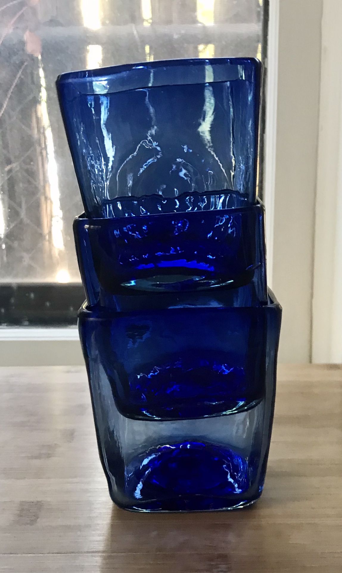 Hand Blown Mexican Blue Glass Margarita Glasses