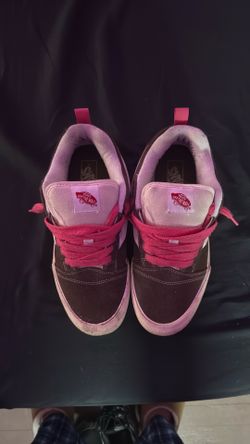 Brown white and pink new school vans