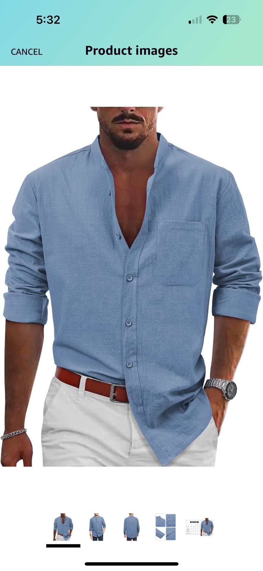 Mens Casual Button Down Long Sleeve Cotton Linen Dress Shirts Regular Fit, Large