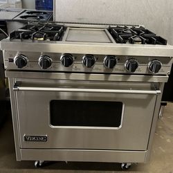 VIKING 36”WIDE DUAL FUEL RANGE STOVE STAINLESS