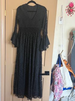 Black lace dress long