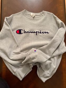 Champion Crewneck Sweatshirt Gray size large