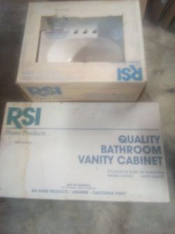 Bathroom Marble Sink And Oak Cabinet New In Box