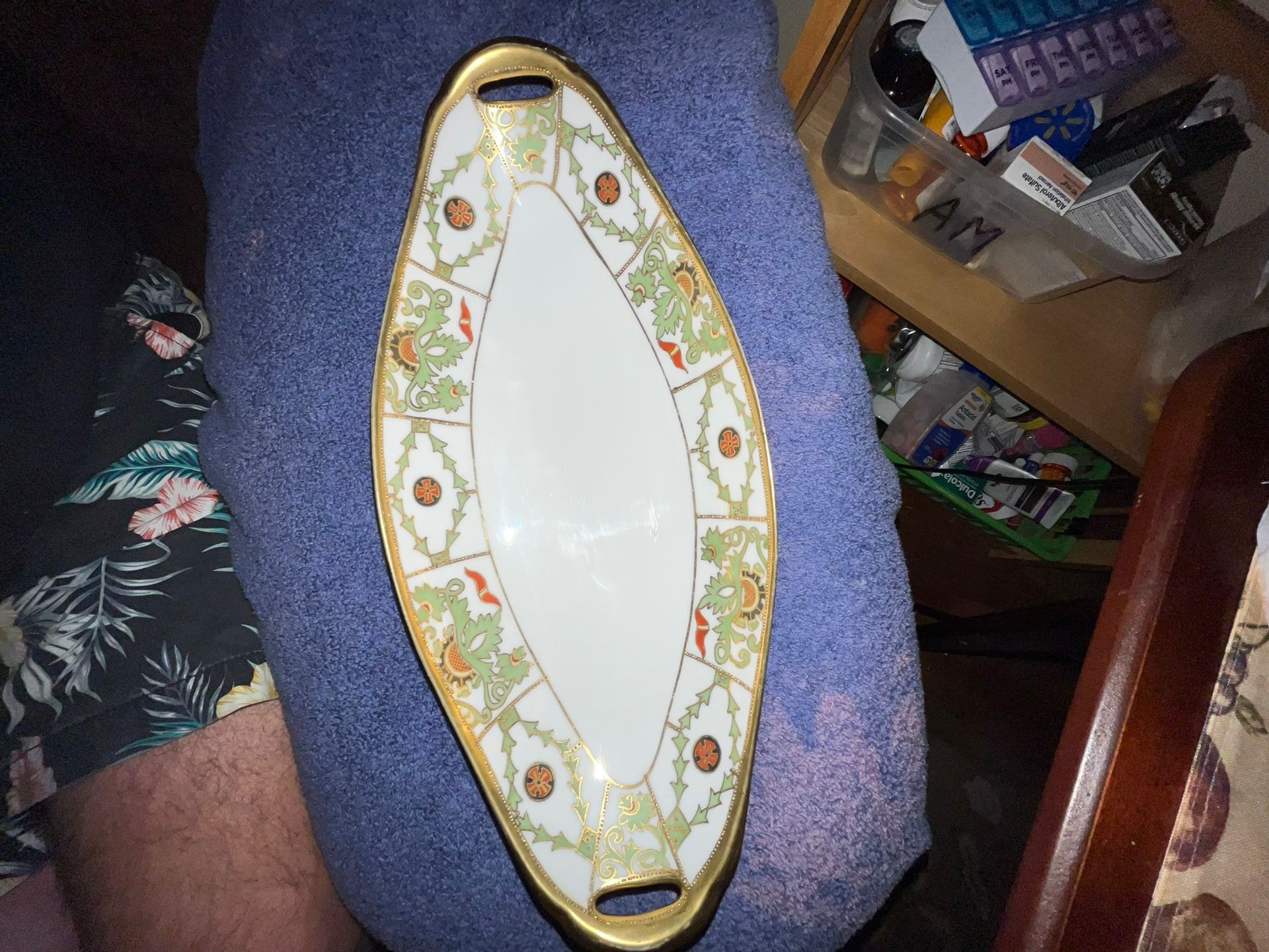 Antique Nippon Gold Glint Accent, Serving Dish