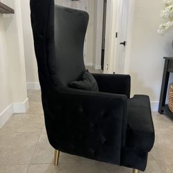 Black velvet Wing Back chair
