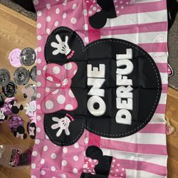 One year old party Minnie Mouse Decoration Girl