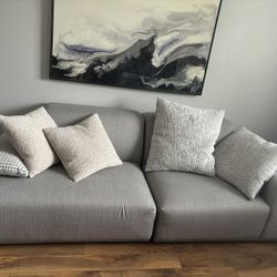 Modern grey modular couch with Ottoman 