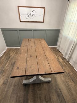 Solid wood farmhouse style dining table