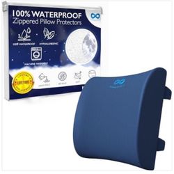  Lumbar Support Pillow for Office Chair - Memory Foam With Zipped Waterproof Protector