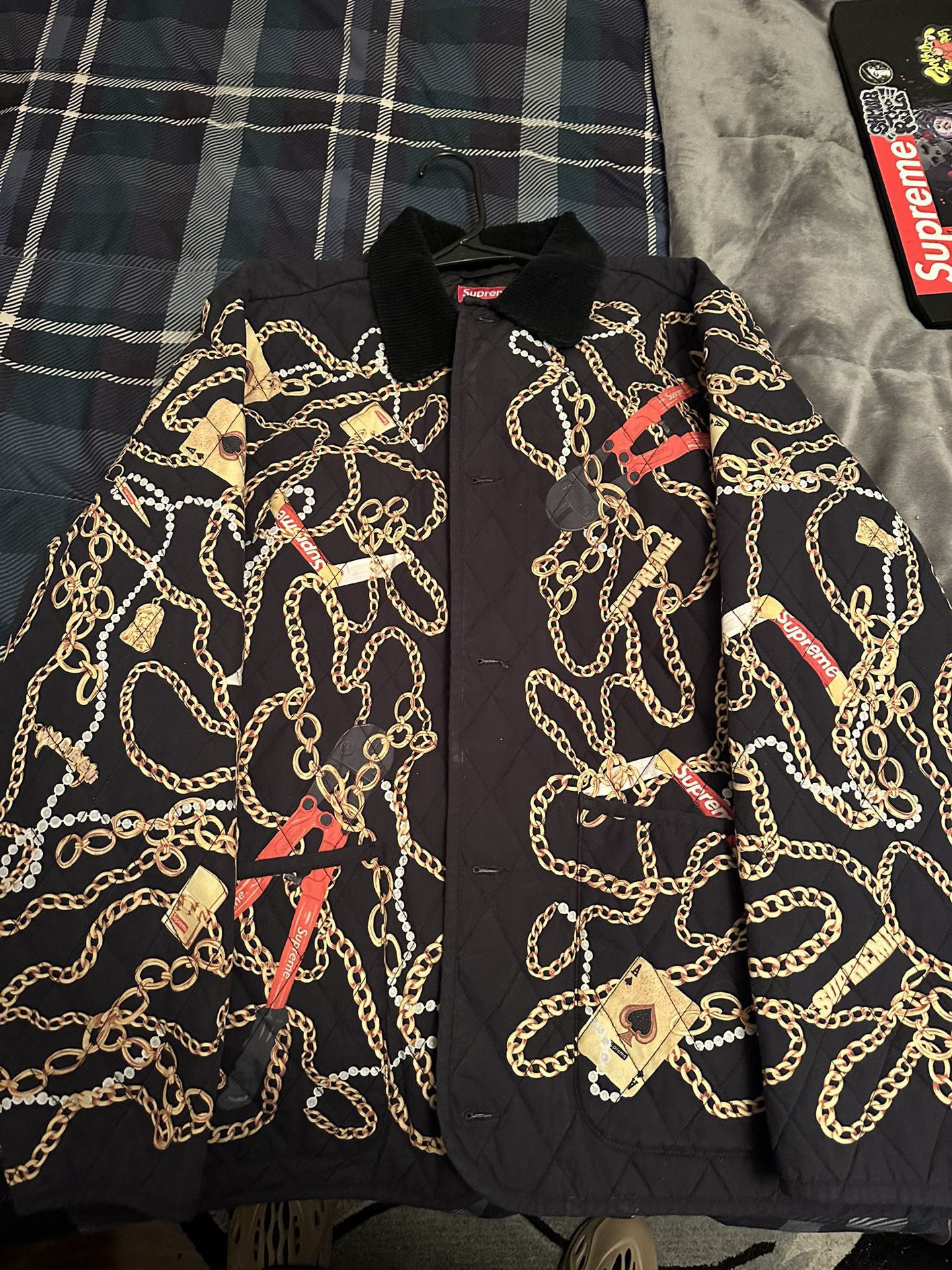 Supreme Chains Quilted Jacket Coat Black Fall Winter 2020 FW20 Size XL