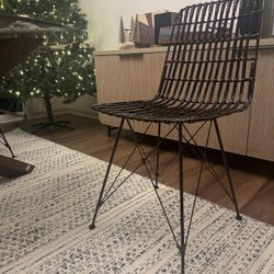 Set of 4 Dark Mahogany Dining Chairs – Industrial Modern Meets Boho Style