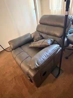 Dual Motor Power Lift Recliner Chair, Medium-Wide, charcoal Leather
