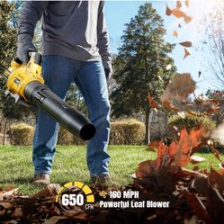 Cordless leaf blower, 650 CFM and 3 speed levels, cordless electric leaf blower with 2 5.0 Ah batteries, blowers for lawn care, patio, blown leaves,