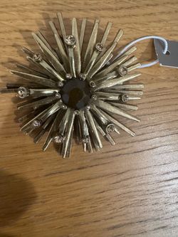Chico's Gold-Tone Sunburst Statement Brooch Pin - Rhinestone Accents, New with tag