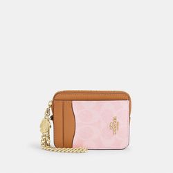 Coach Zip Card Case In Powder Pink